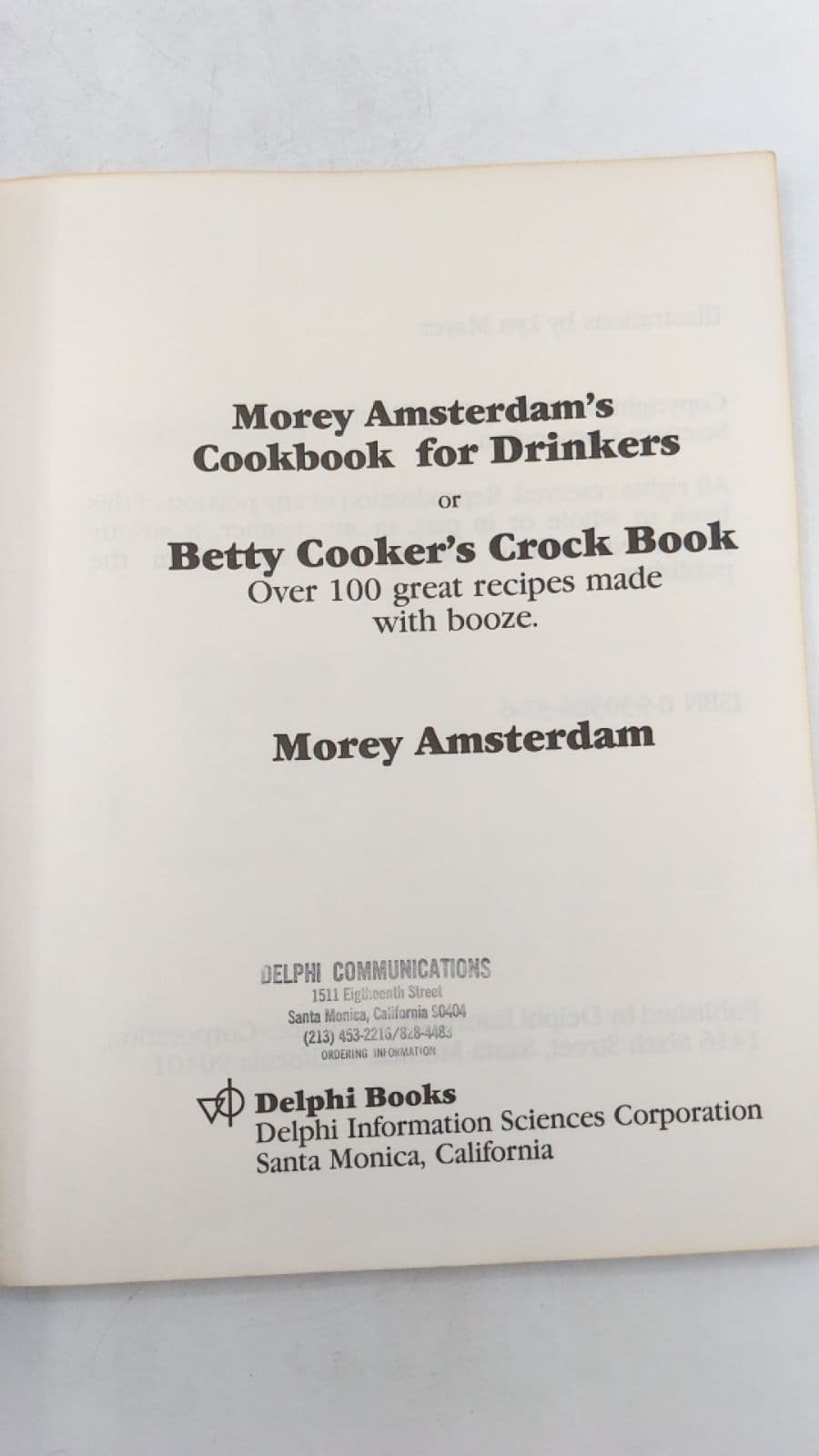 Morey Amsterdam's Cookbook for Drinkers or Betty Cooker's Crock Book by Morey Amsterdam - title page