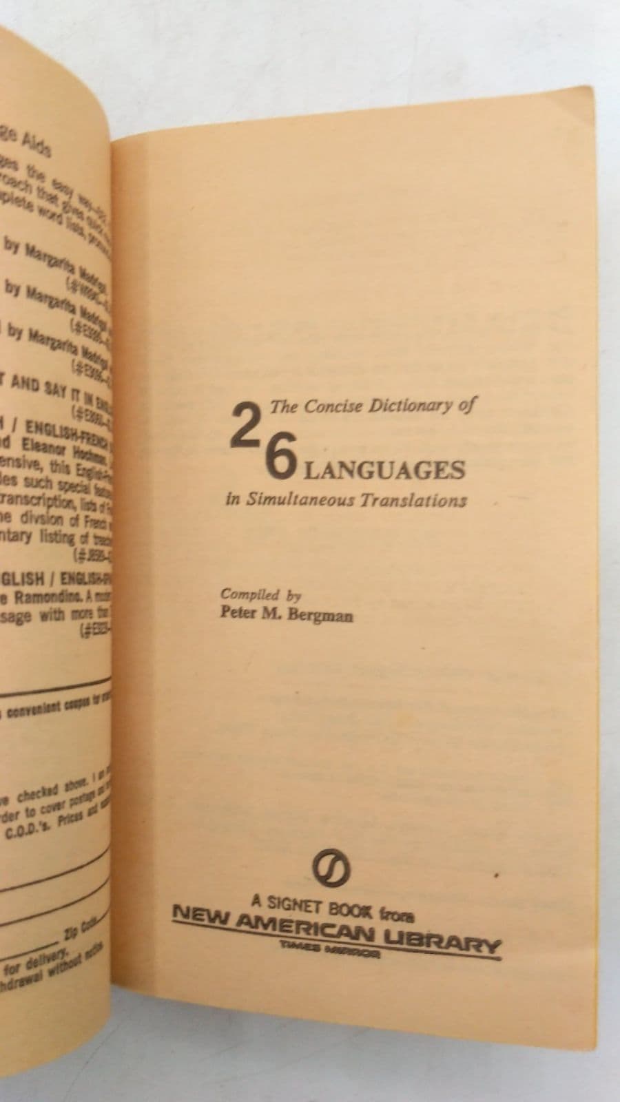 The Concise Dictionary of 26 Languages in Simultaneous Translation by Peter M. Bergman - title page