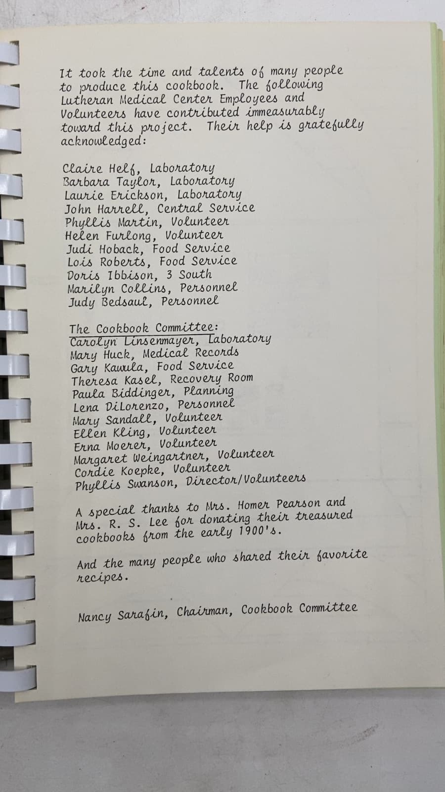 Lutheran Medical Center Diamond Delights: 1905-1980 75 Years of Serving by Nancy Sarafin, Chairman, Cookbook Committee - title page