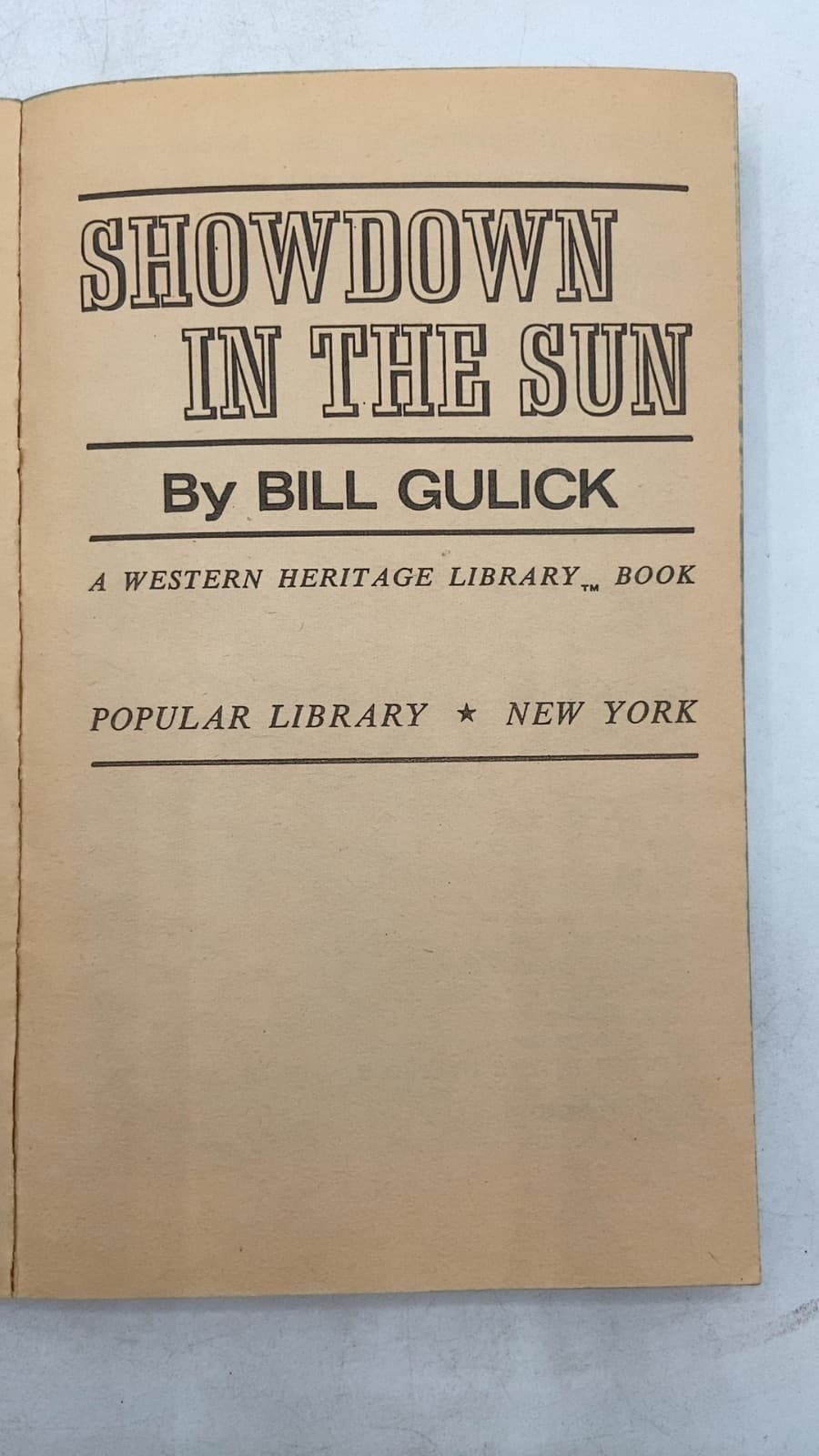 Showdown IN THE SUN by Bill Gulick - title page