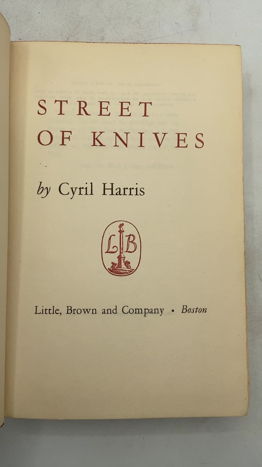 Street OF Knives by Cyril Harris - title page