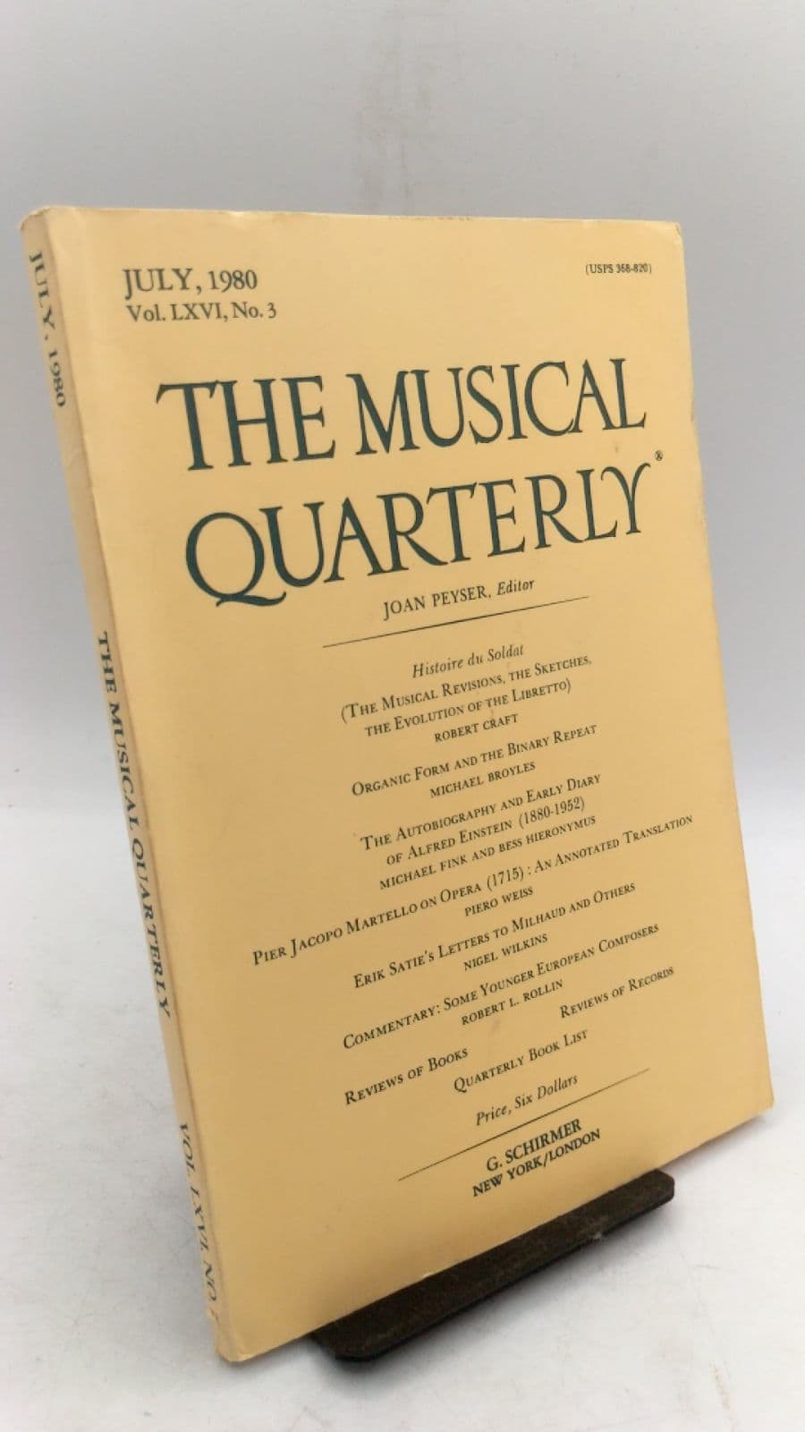 The Musical Quarterly, Vol. LXVI, No. 3 by Joan Peyser (Editor) - front cover