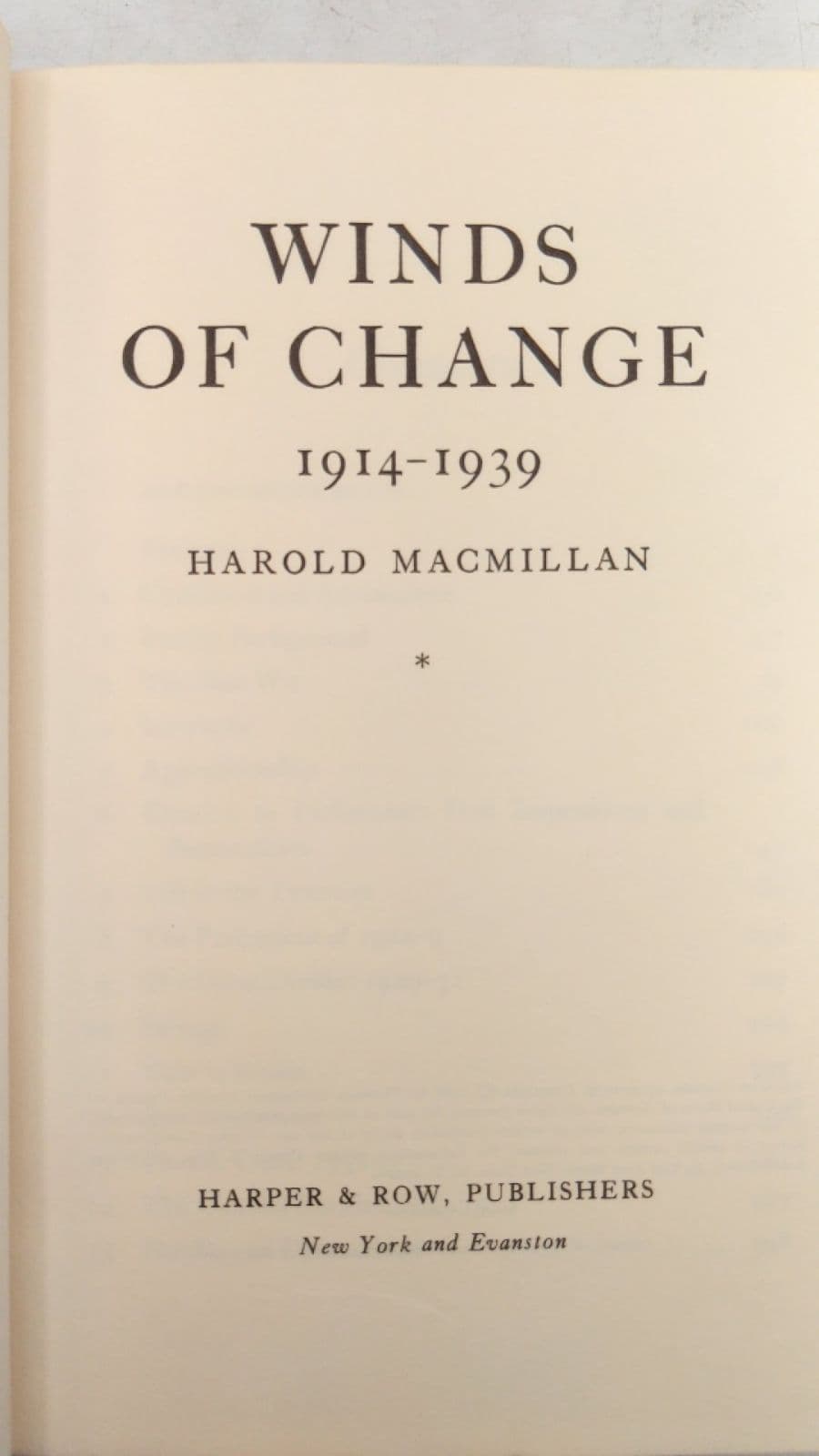 Winds OF Change 1914-1939 by Harold Macmillan - title page