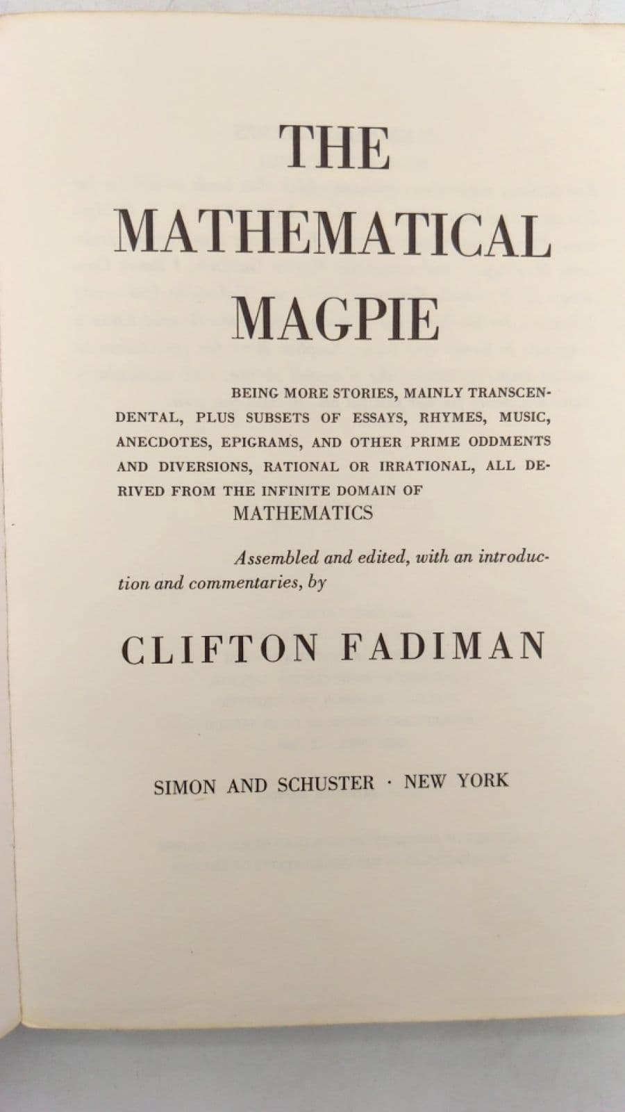 The Mathematical Magpie by Clifton Fadiman - title page