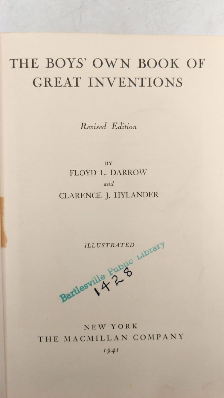 THE Boys' OWN Book OF Great Inventions by Floyd L. Darrow and Clarence J. Hylander - title page