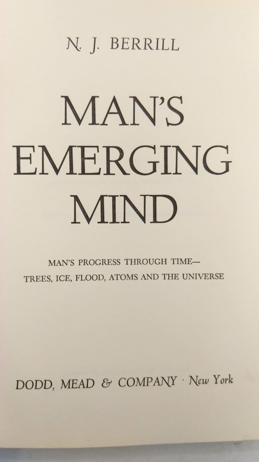 Man's Emerging Mind by N. J. Berrill - title page