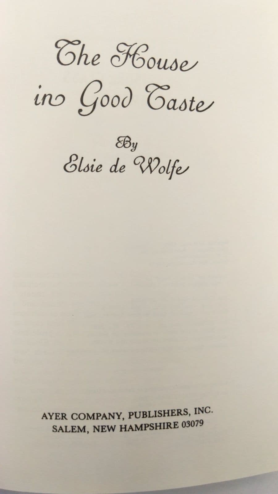 The House in Good Taste by Elsie de Wolfe - title page