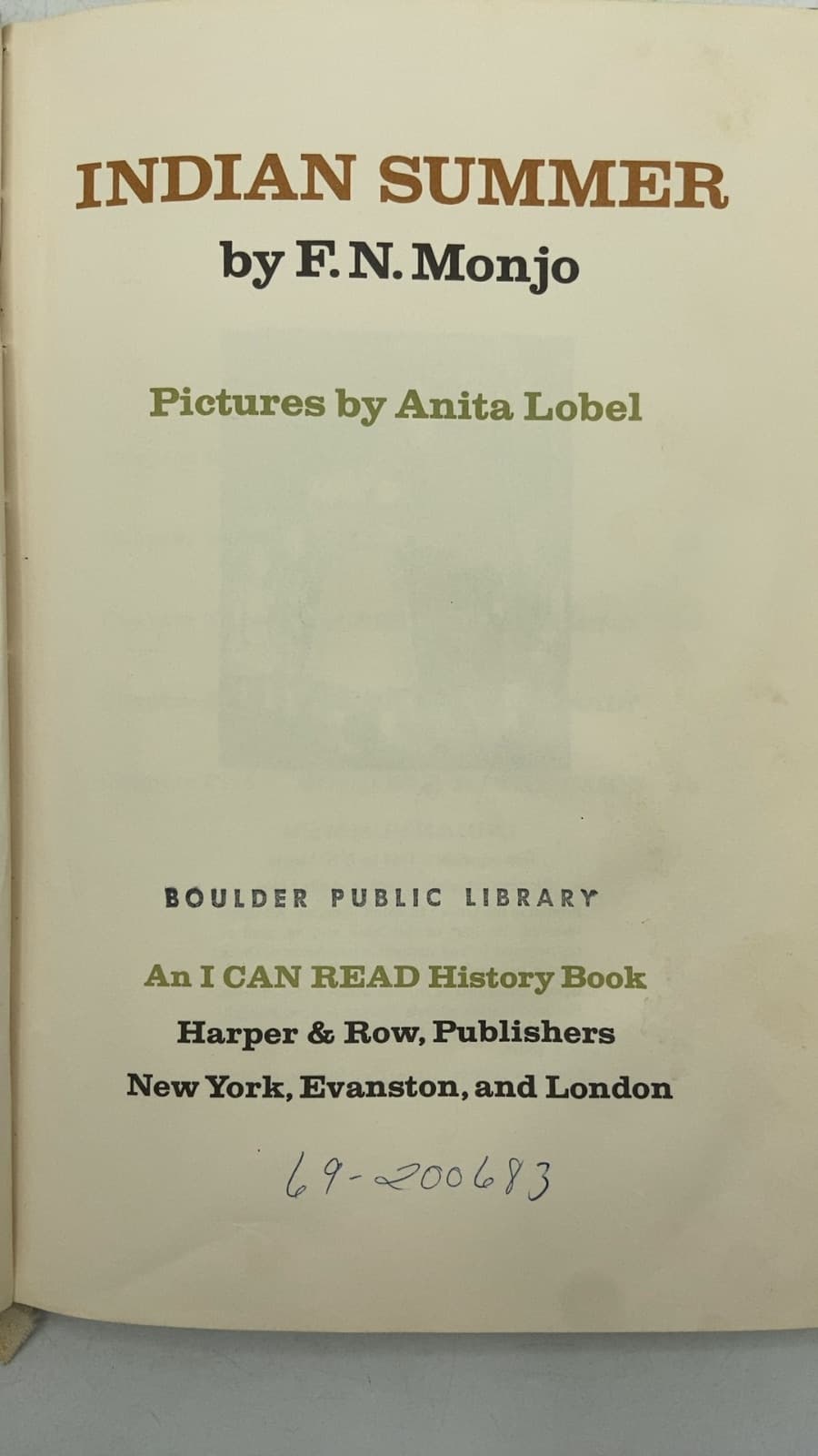 Indian Summer by F. N. Monjo - title page
