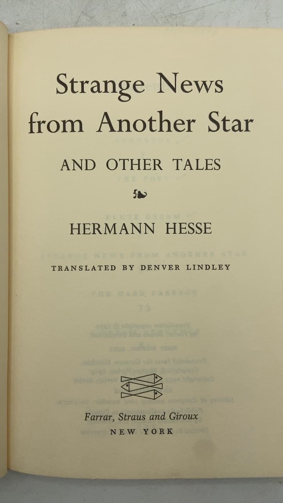 Strange News from Another Star and Other Tales by Hermann Hesse - title page