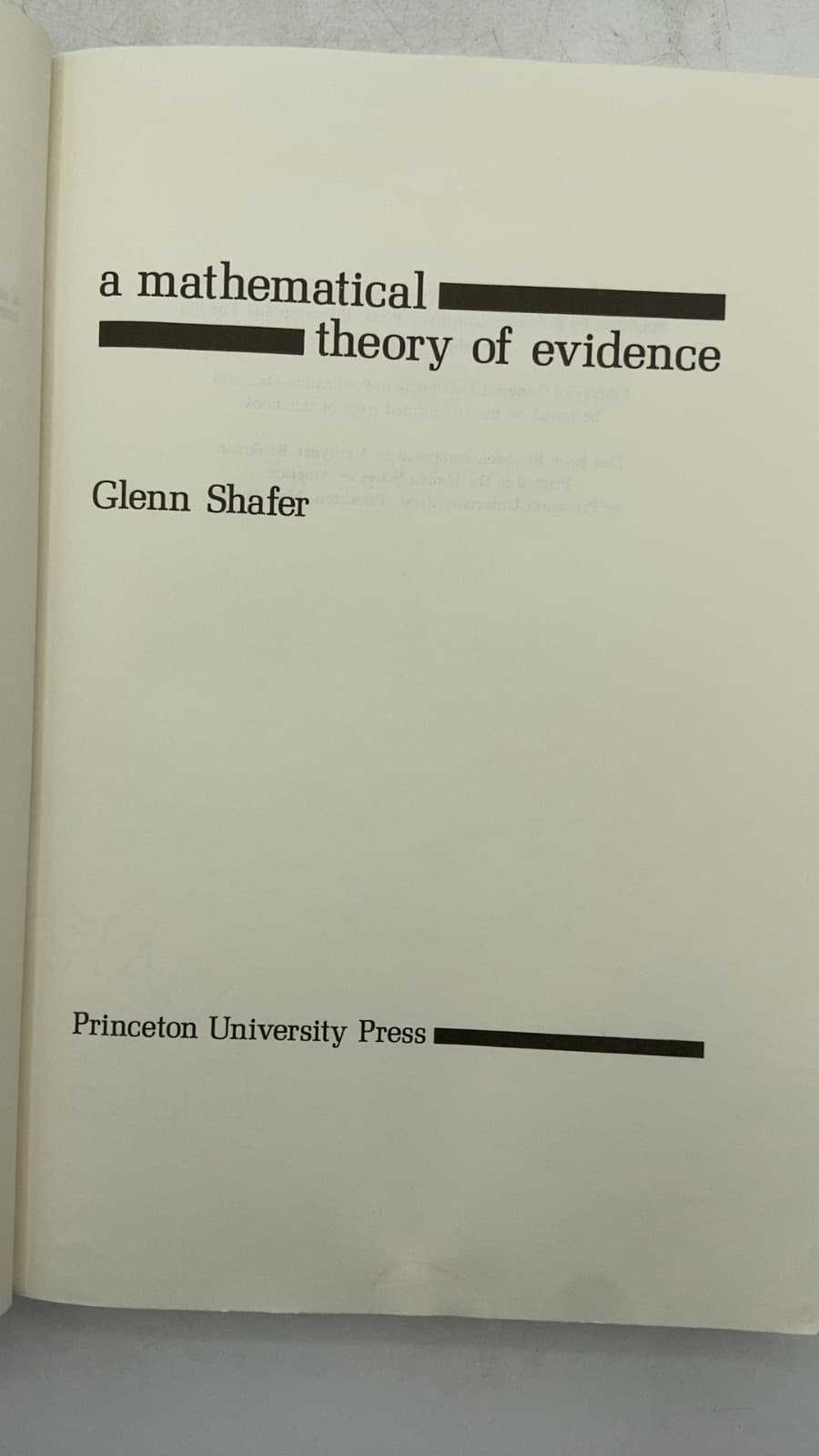 A Mathematical Theory of Evidence by Glenn Shafer - title page