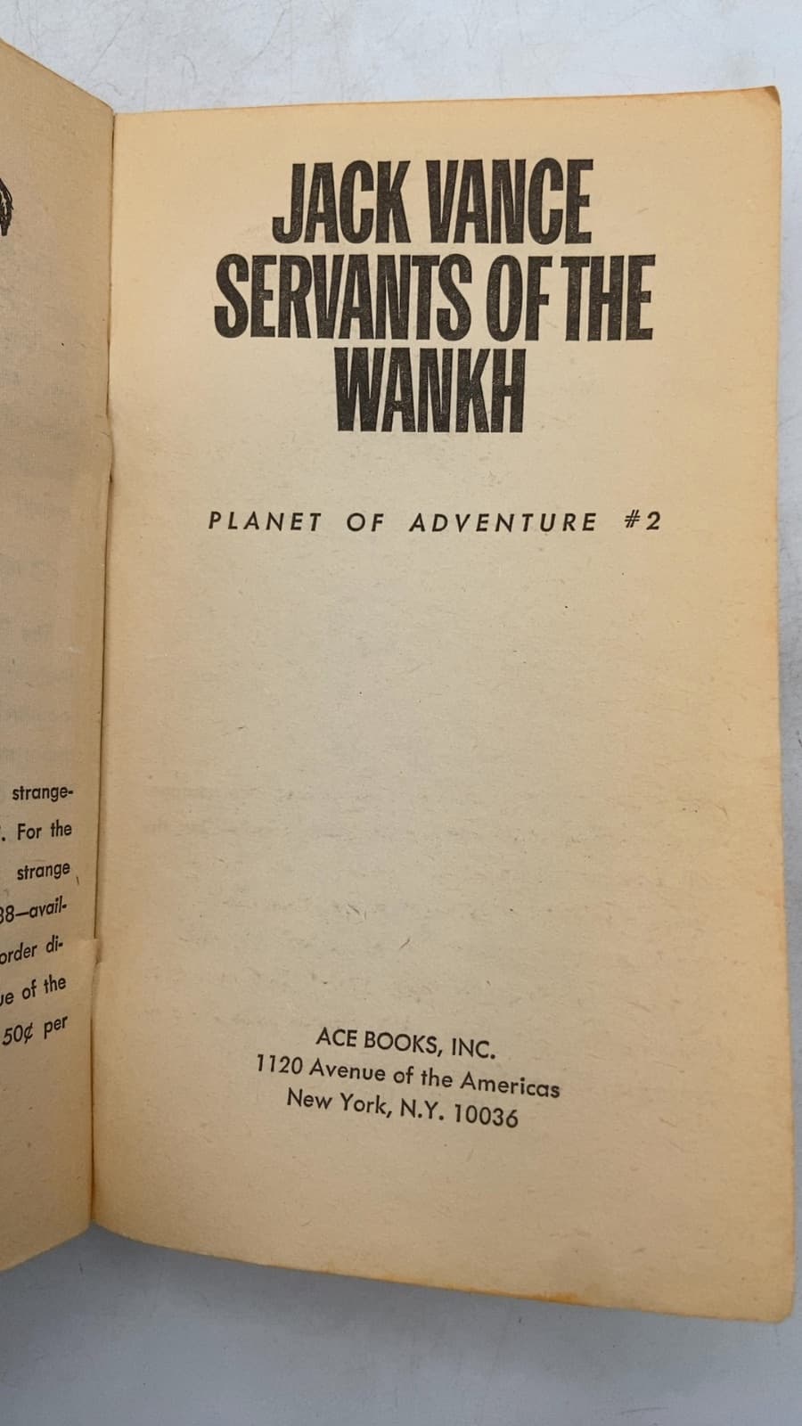 Servants OF THE Wankh by Jack Vance - title page