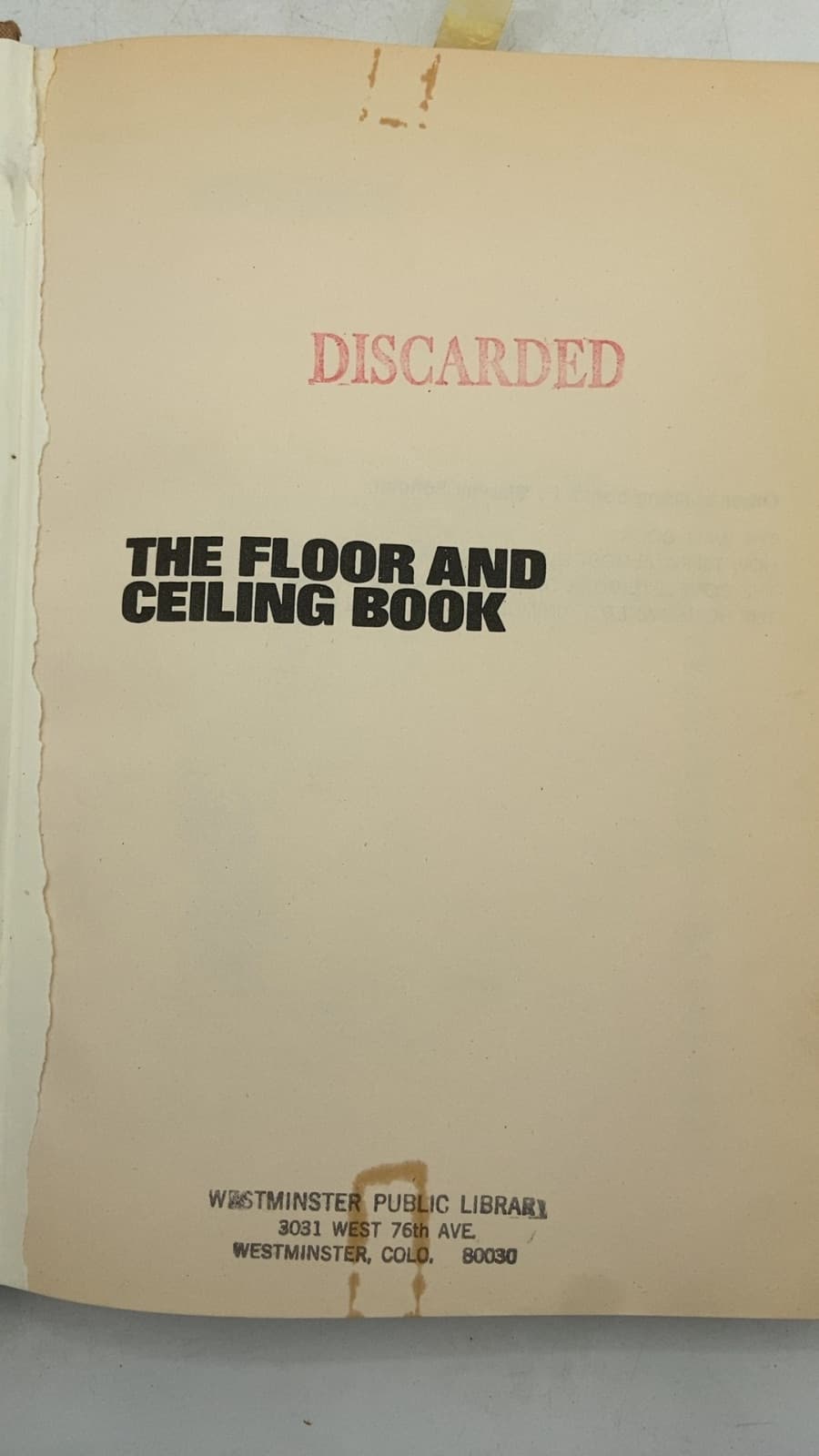 THE Floor AND Ceiling Book by Stanley Schuler - title page