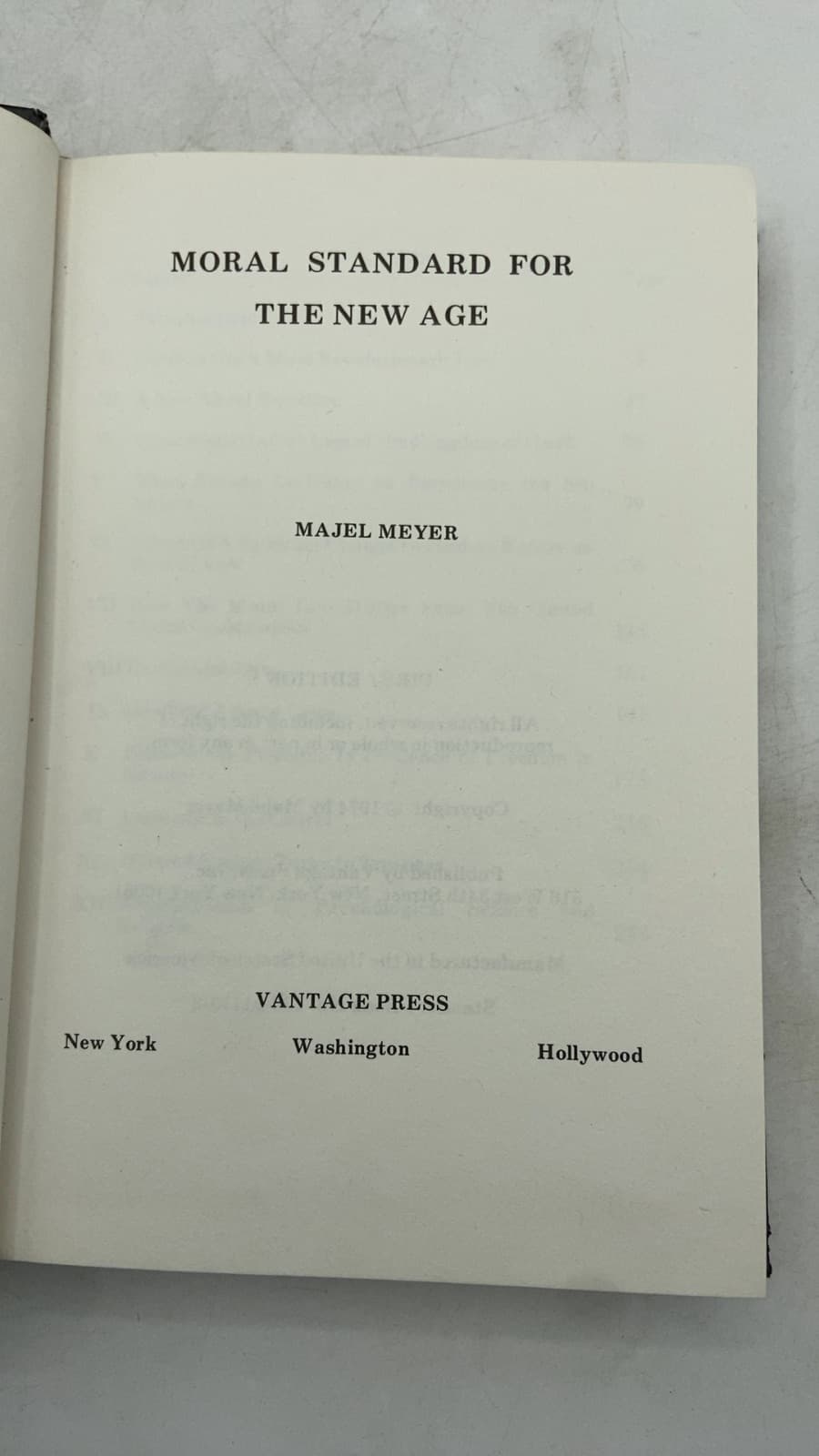 Moral Standard for the New Age by Majel Meyer - title page