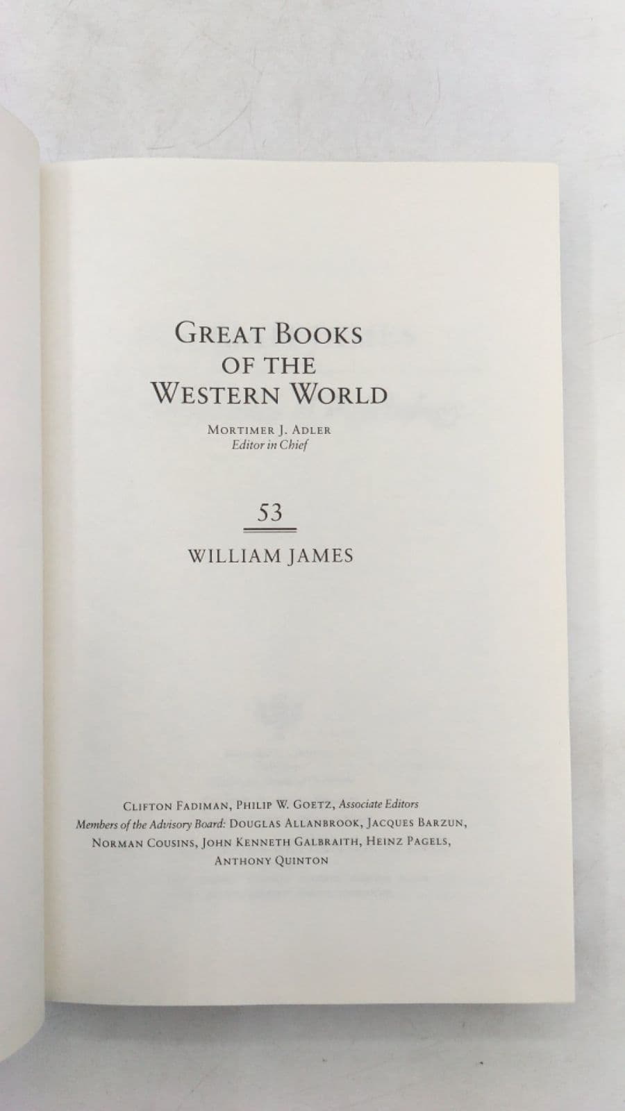 Great Books of the Western World, Vol. 53: William James by William James - title page