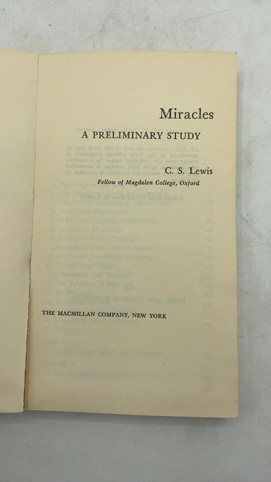 Miracles: A Preliminary Study by C. S. Lewis - title page
