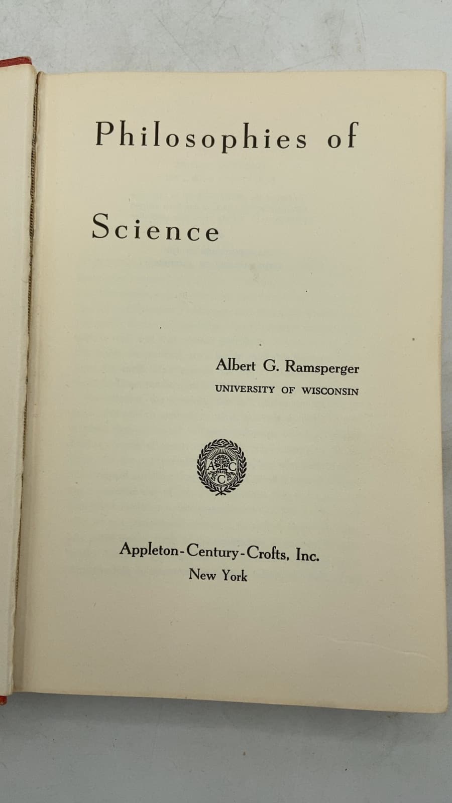 Philosophies of Science by Albert G. Ramsperger - title page