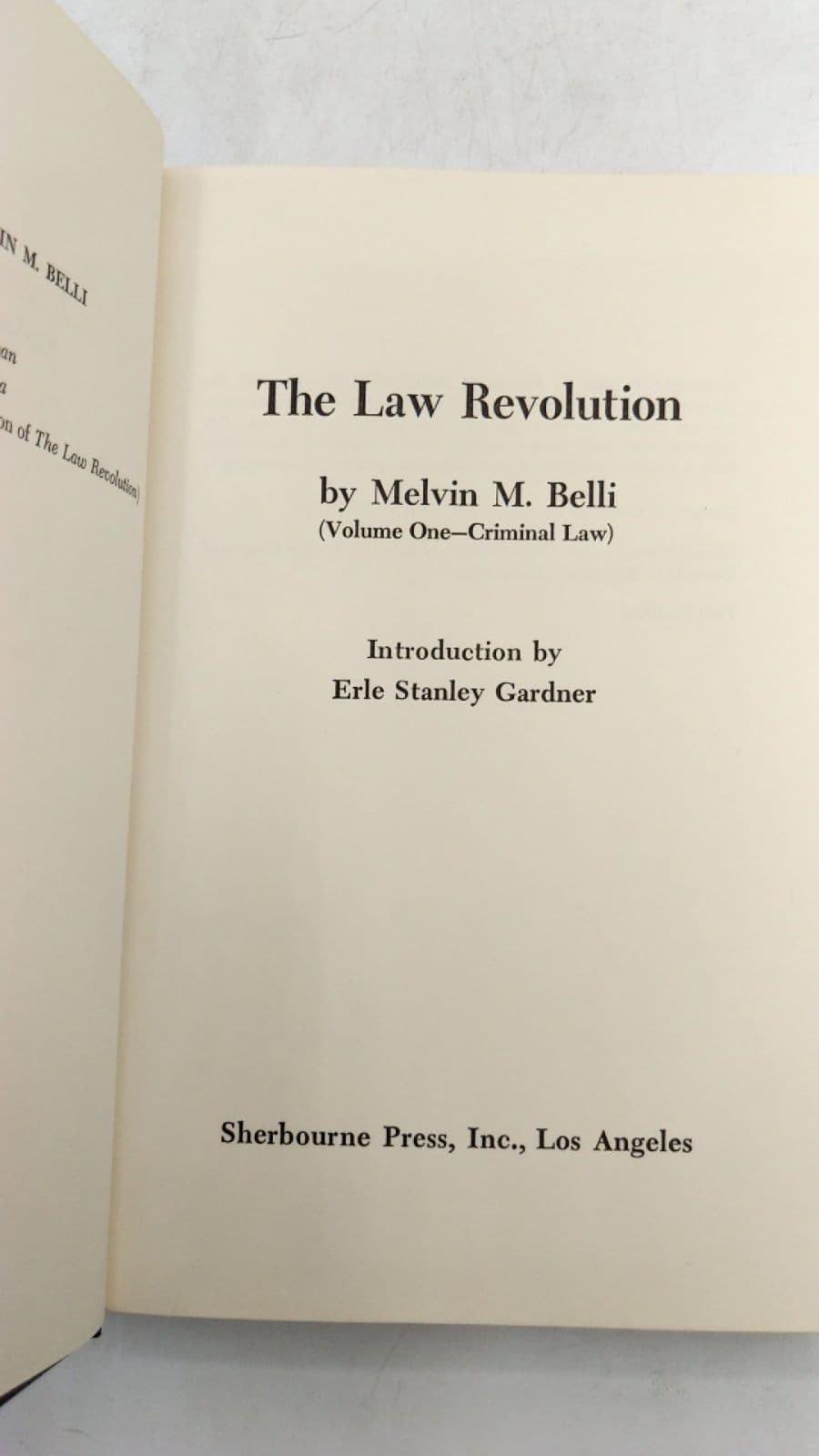 The Law Revolution (Volume One—Criminal Law) by Melvin M. Belli - title page