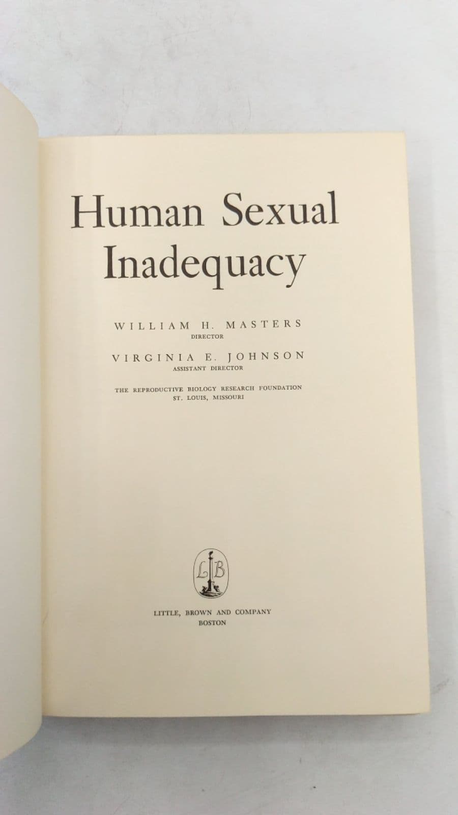 Human Sexual Inadequacy by William H. Masters and Virginia E. Johnson - title page