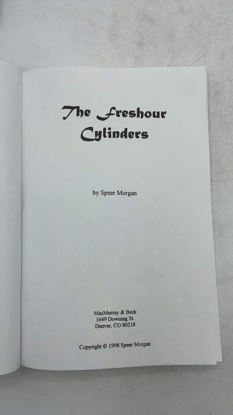 The Freshour Cylinders by Speer Morgan - title page