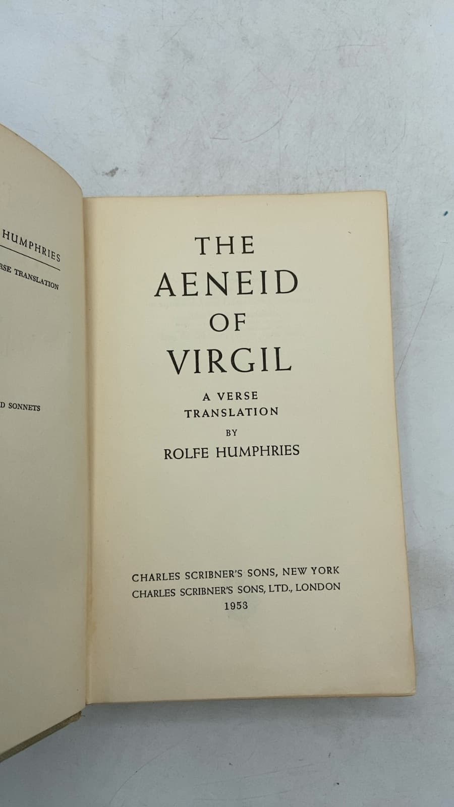 The Aeneid of Virgil: A Verse Translation by Virgil (Translated by Rolfe Humphries) - title page