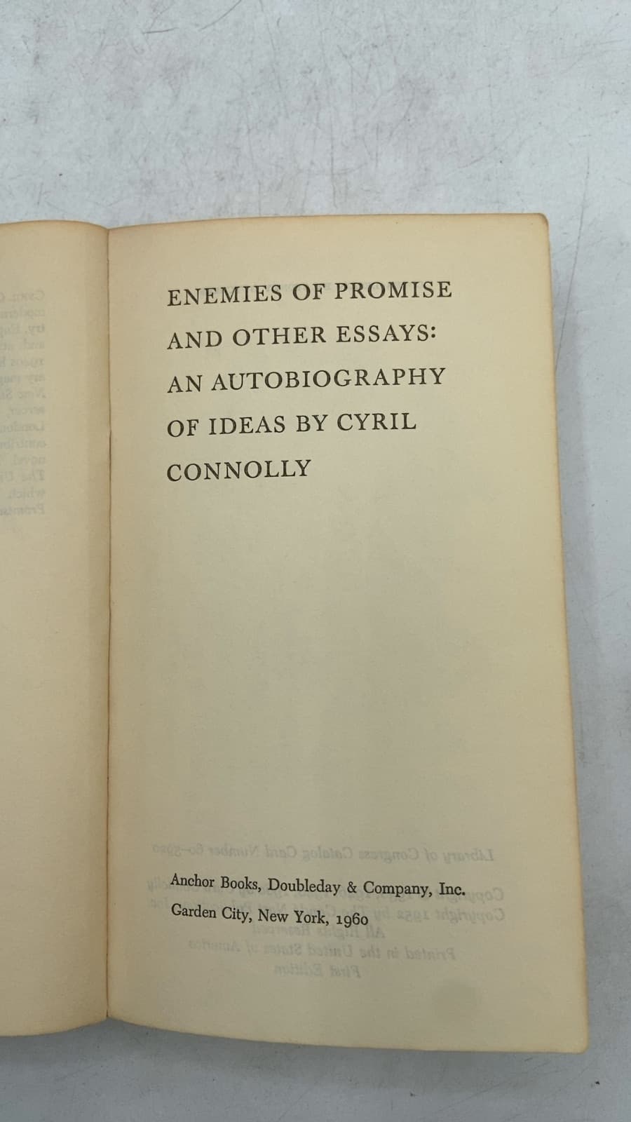 Enemies of Promise and Other Essays: An Autobiography of Ideas by Cyril Connolly - title page