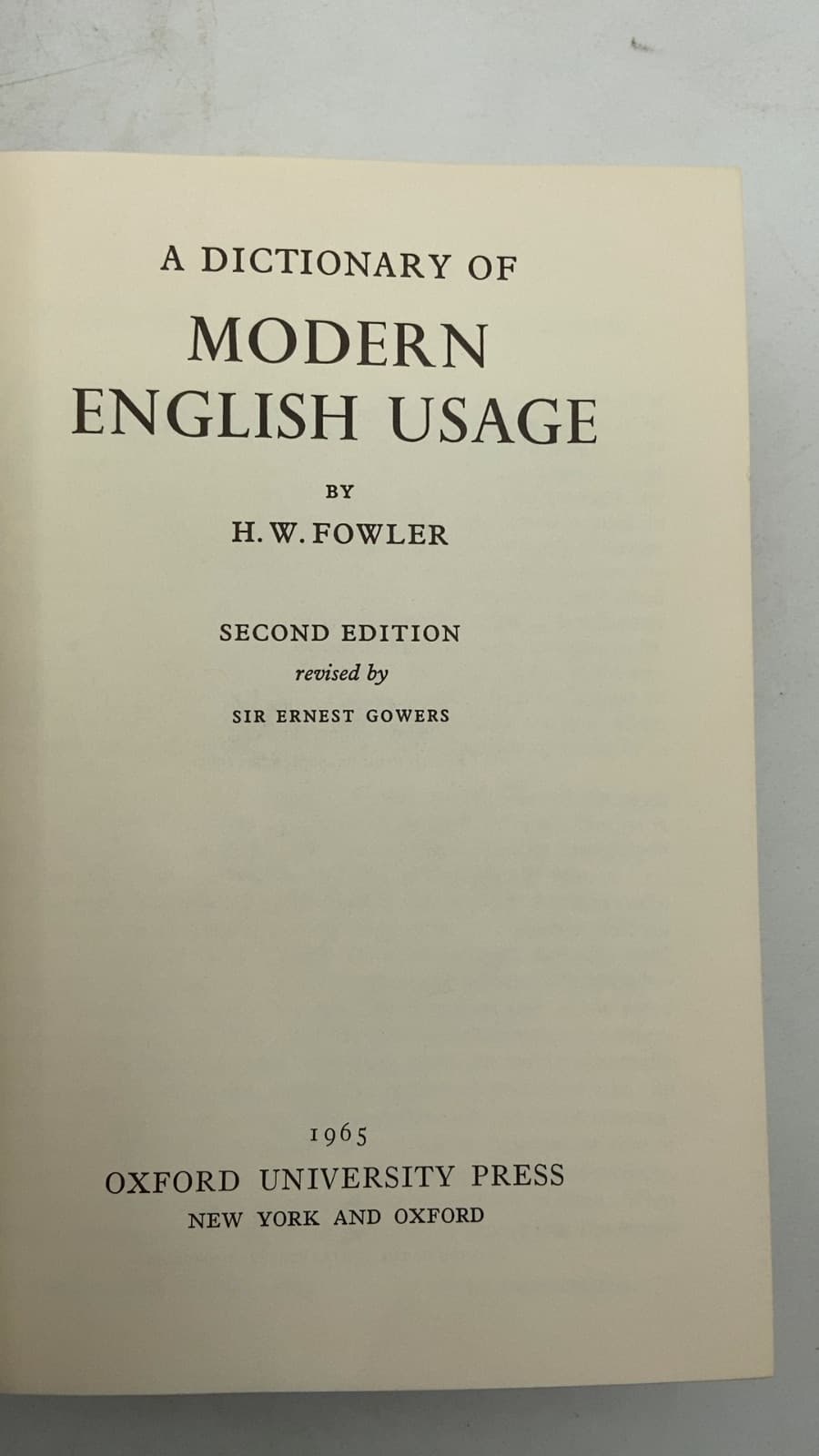 A Dictionary of Modern English Usage by H. W. Fowler - title page