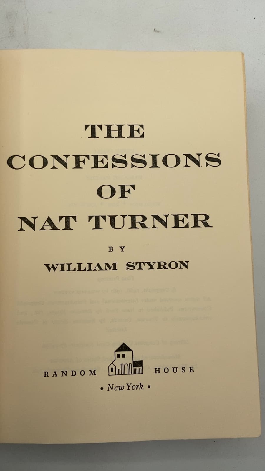 The Confessions of Nat Turner by William Styron - title page