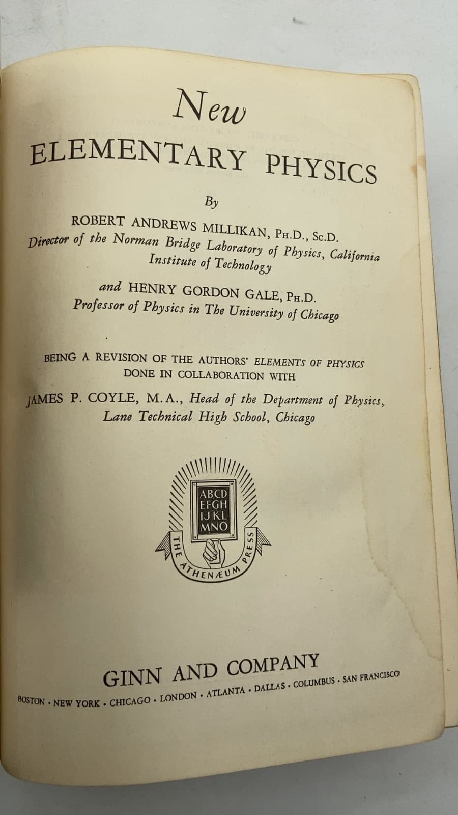 New Elementary Physics by Robert Andrews Millikan, Henry Gordon Gale, James P. Coyle - title page