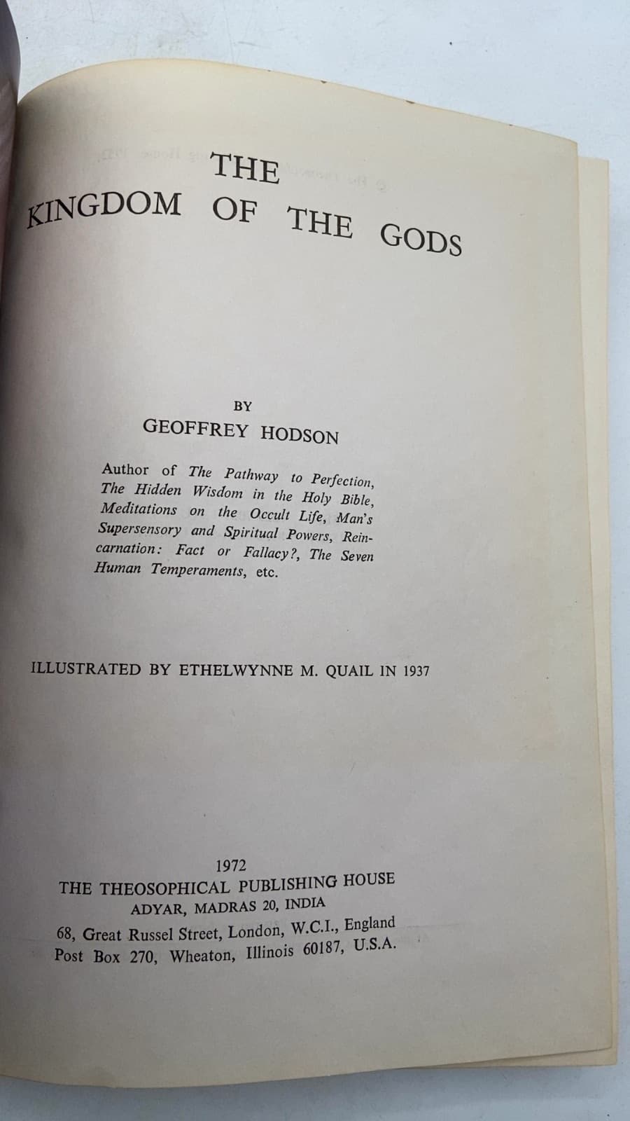 THE Kingdom OF THE Gods by Geoffrey Hodson - title page