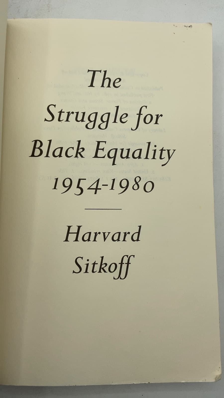 The Struggle for Black Equality 1954-1980 by Harvard Sitkoff - title page