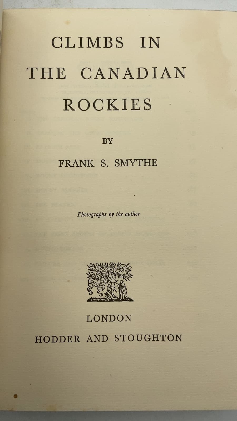 Climbs IN THE Canadian Rockies by Frank S. Smythe - title page