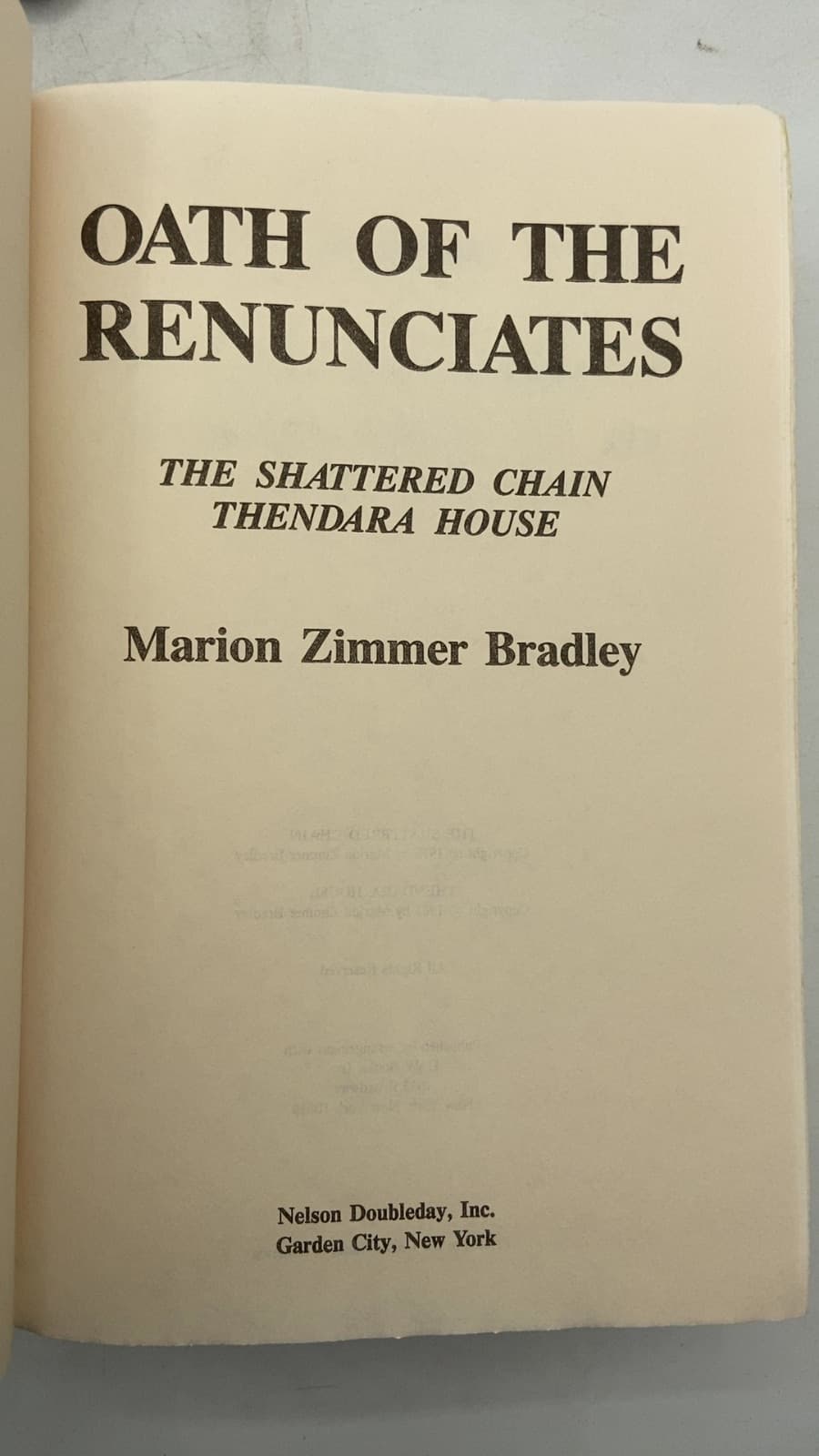 Oath of the Renunciates by Marion Zimmer Bradley - title page