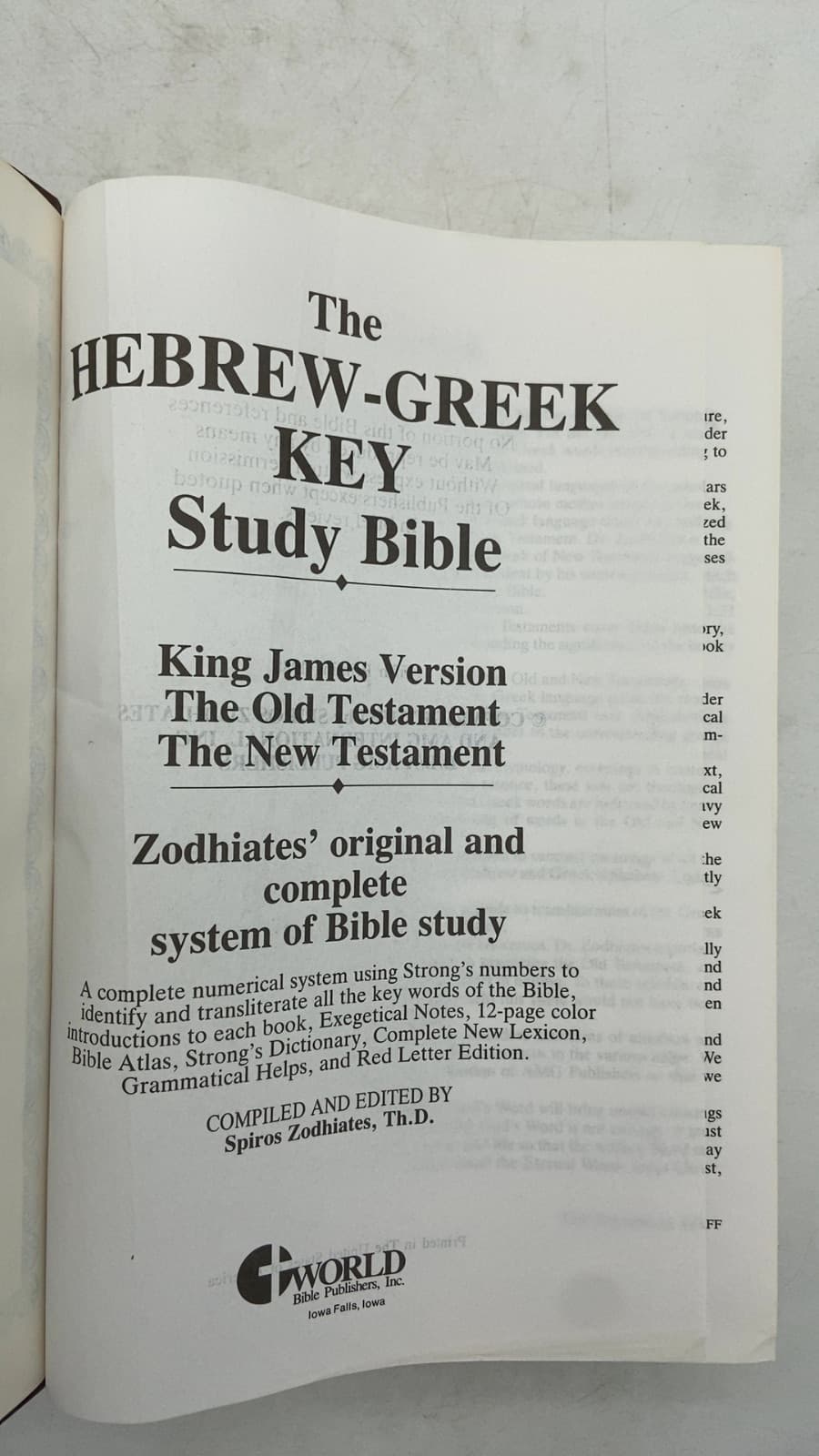 The Hebrew-Greek Key Study Bible by Spiros Zodhiates, Th.D. - title page