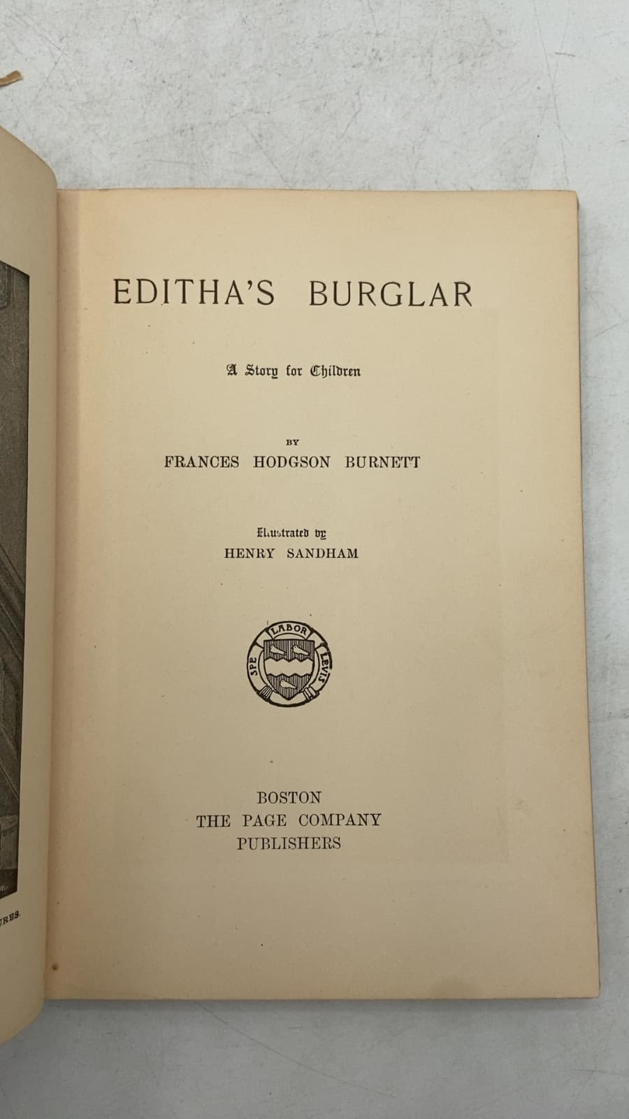 Editha's Burglar by Frances Hodgson Burnett - title page