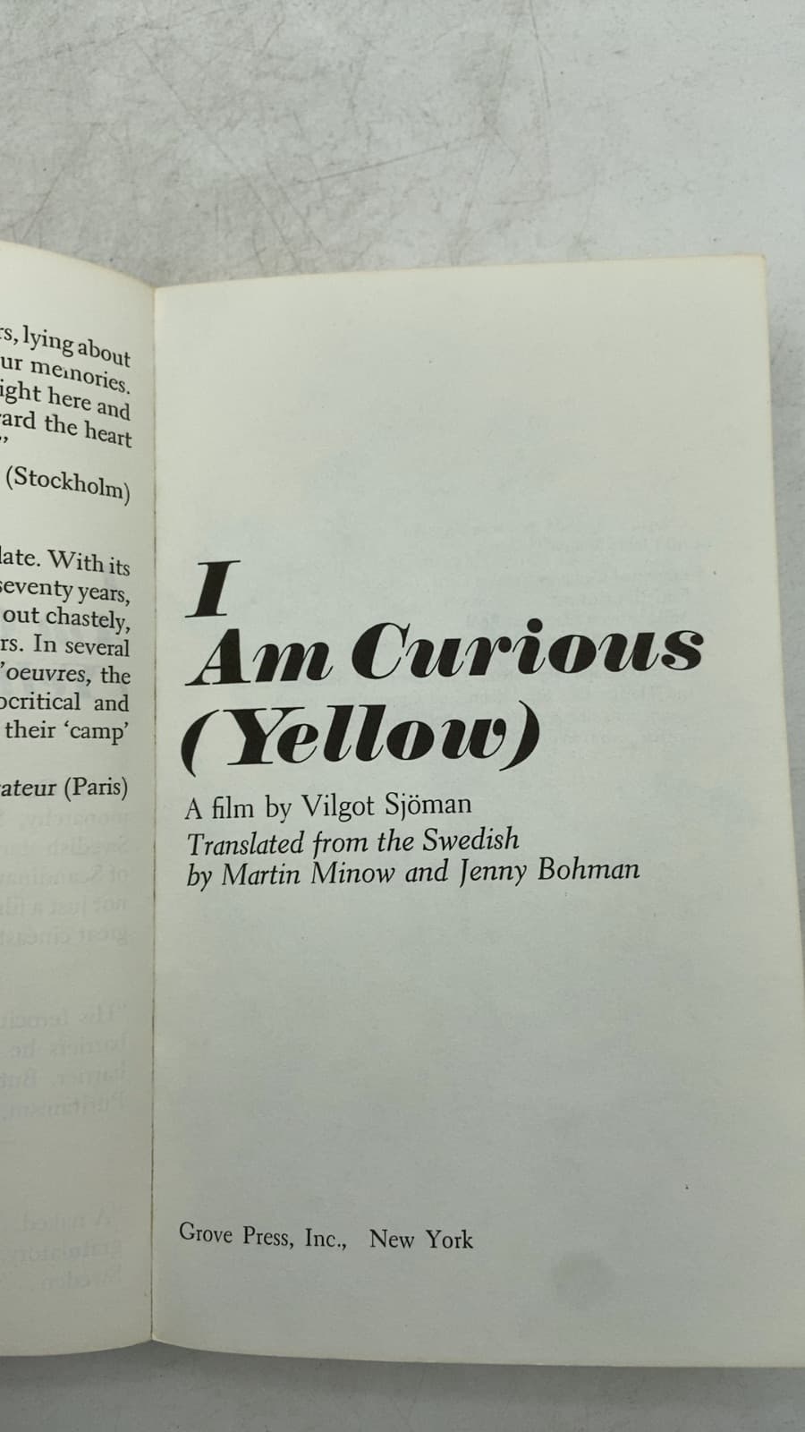 I Am Curious (Yellow) by Vilgot Sjöman - title page
