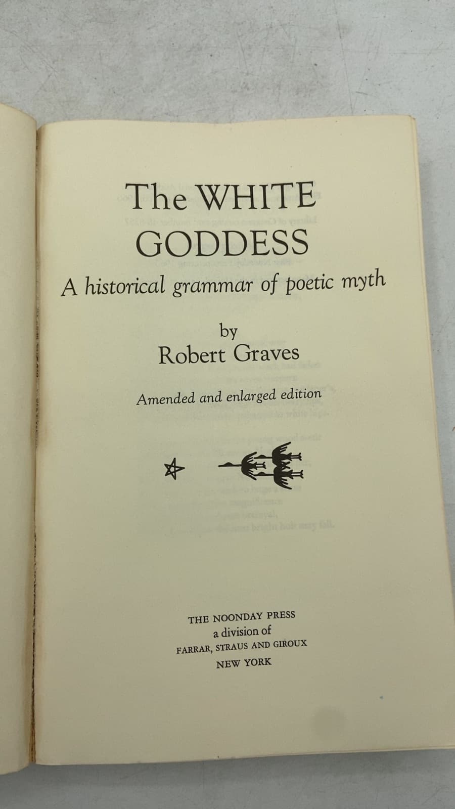 The White Goddess: A Historical Grammar of Poetic Myth by Robert Graves - title page