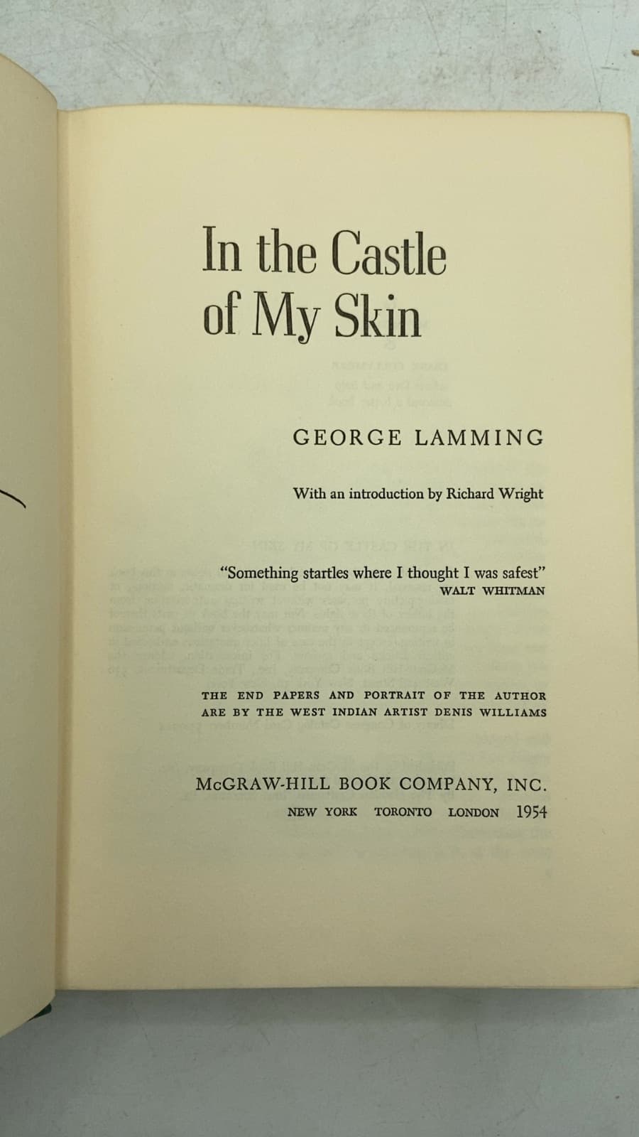 In the Castle of My Skin by George Lamming - title page