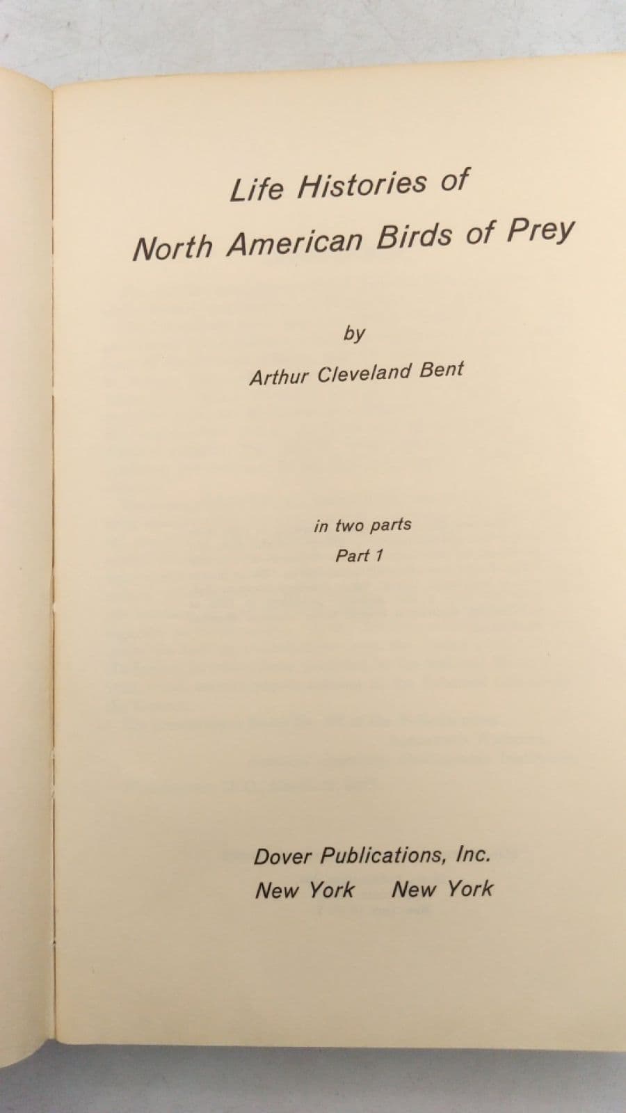 Life Histories of North American Birds of Prey, Part 1 by Arthur Cleveland Bent - title page