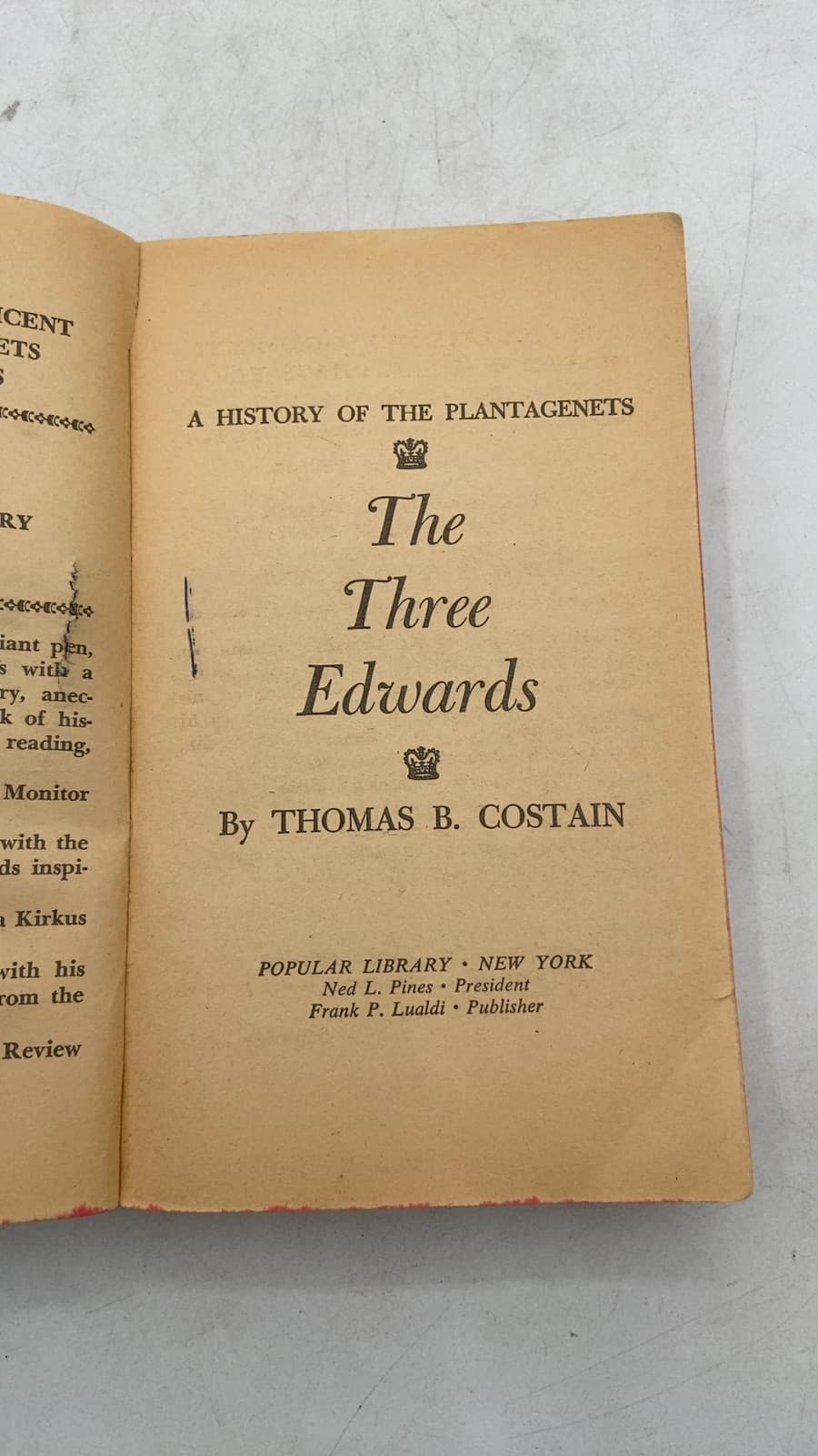 The Three Edwards by Thomas B. Costain - title page