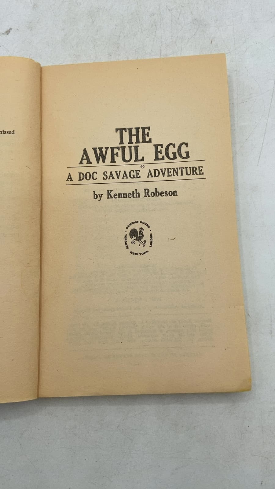 The Awful Egg: A Doc Savage Adventure by Kenneth Robeson - title page