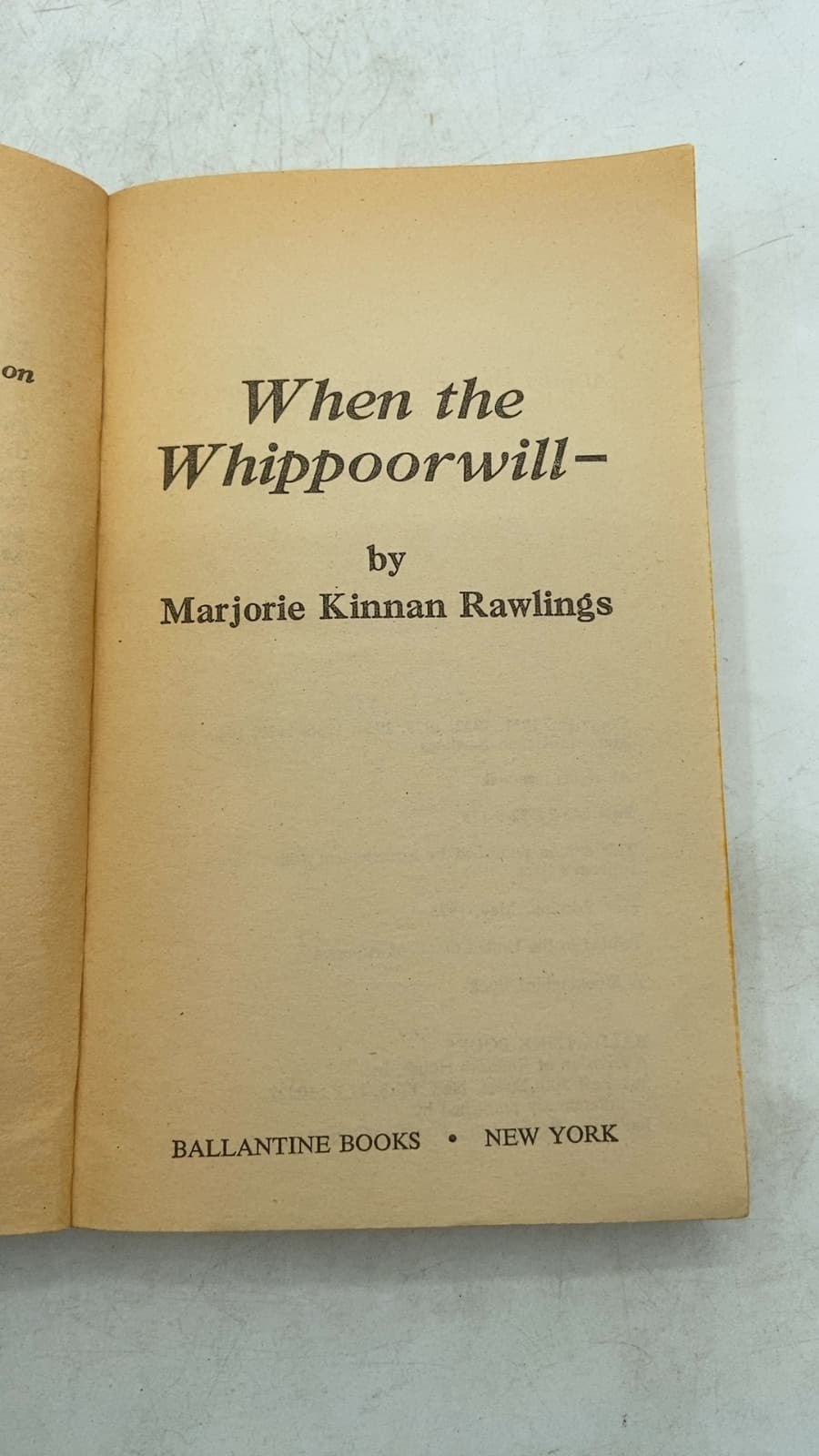 When the Whippoorwill by Marjorie Kinnan Rawlings - title page