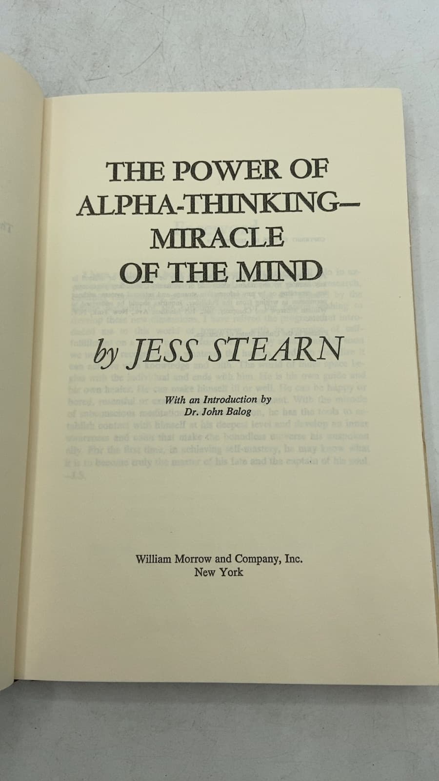The Power of Alpha-Thinking Miracle of the Mind by Jess Stearn - title page