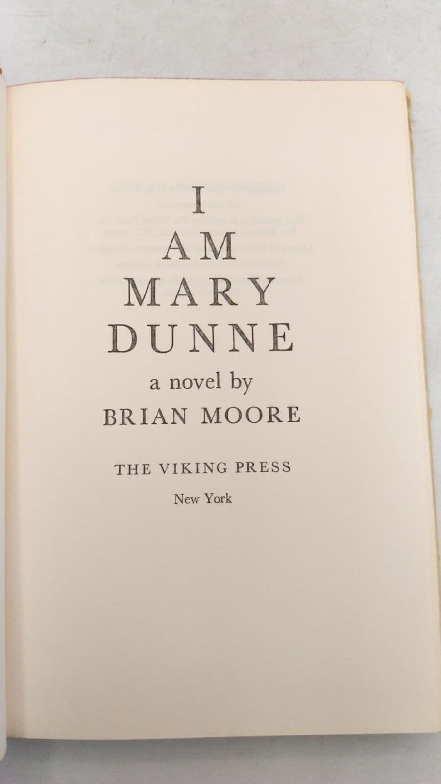I Am Mary Dunne by Brian Moore - title page