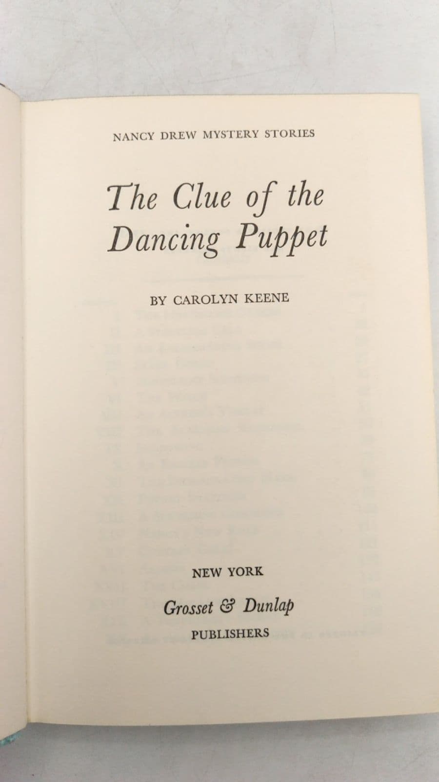 The Clue of the Dancing Puppet by Carolyn Keene - title page