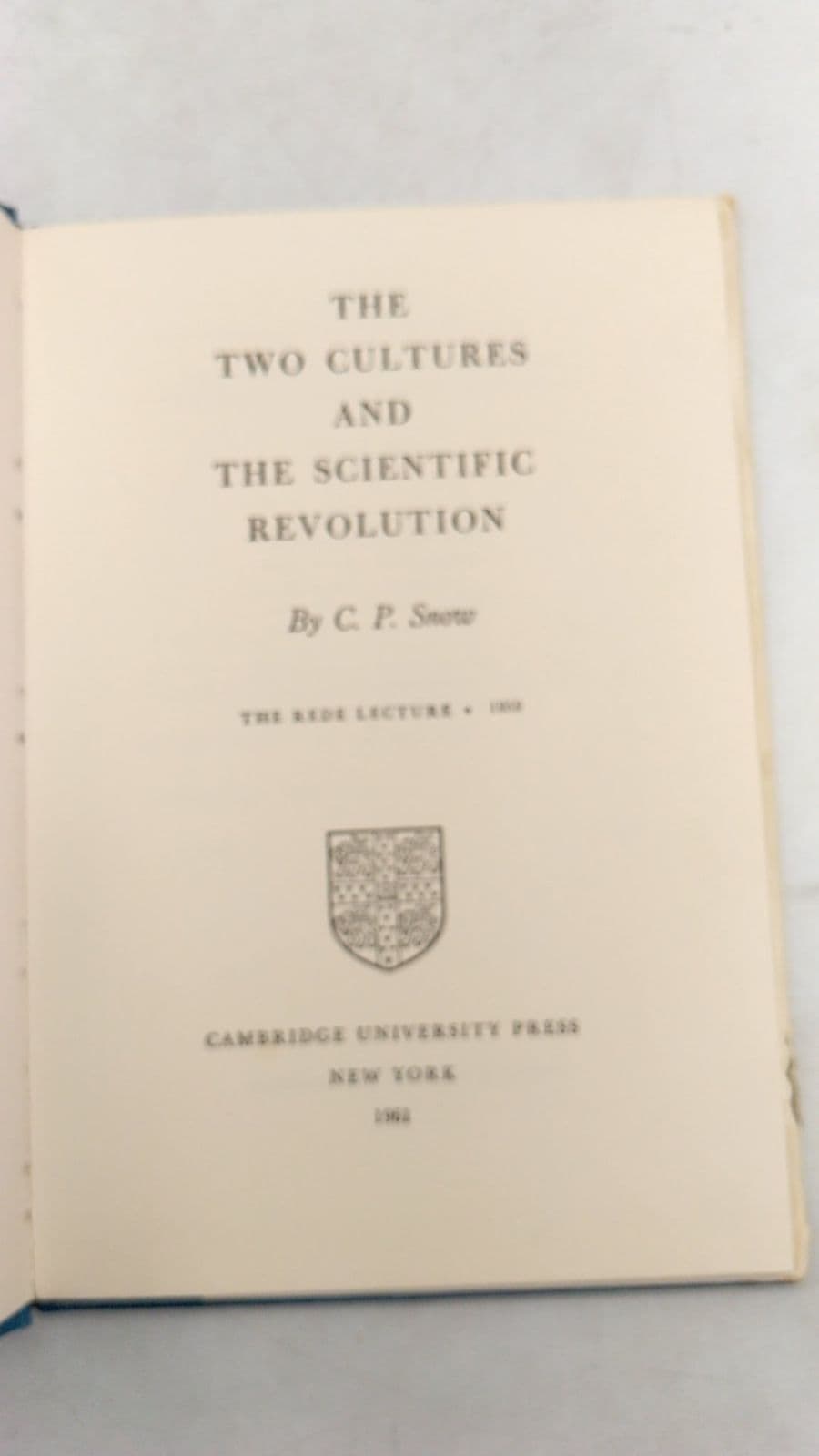 THE TWO Cultures AND THE Scientific Revolution by C. P. Snow - title page