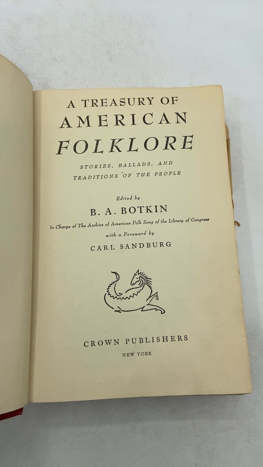 A Treasury of American Folklore: Stories, Ballads, and Traditions of the People by B. A. Botkin - title page