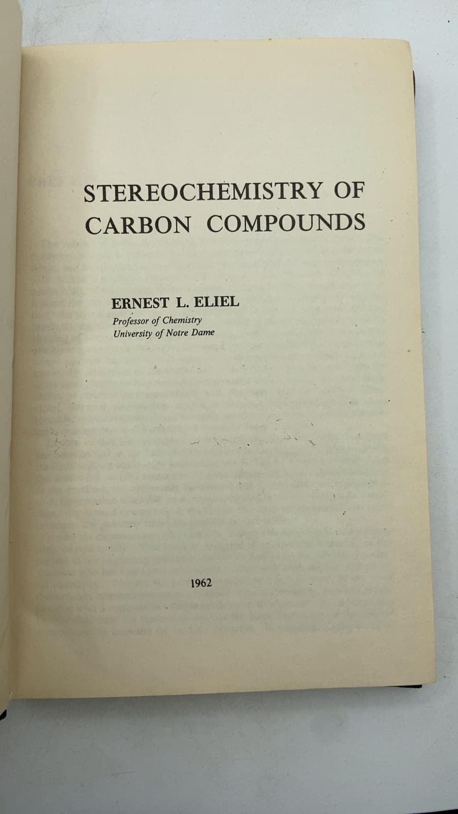 Stereochemistry OF Carbon Compounds by Ernest L. Eliel - title page