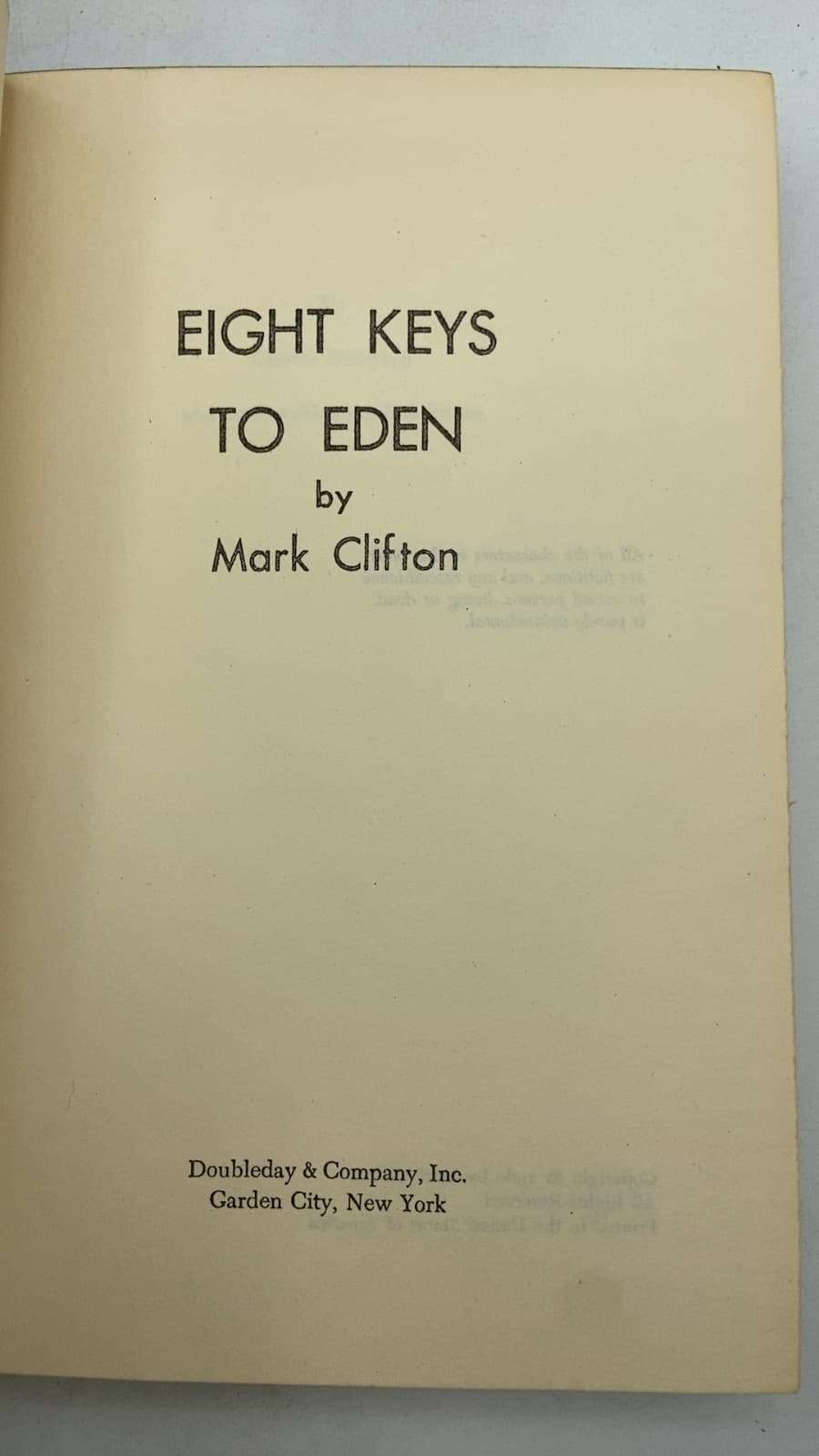Eight Keys TO Eden by Mark Clifton - title page