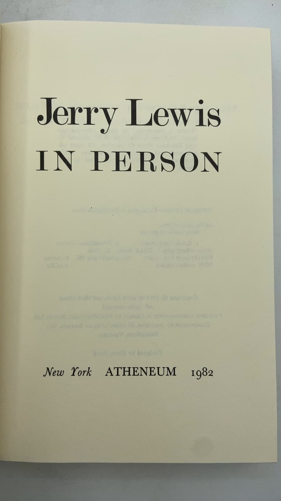 Jerry Lewis In Person by Jerry Lewis with Herb Gluck - title page