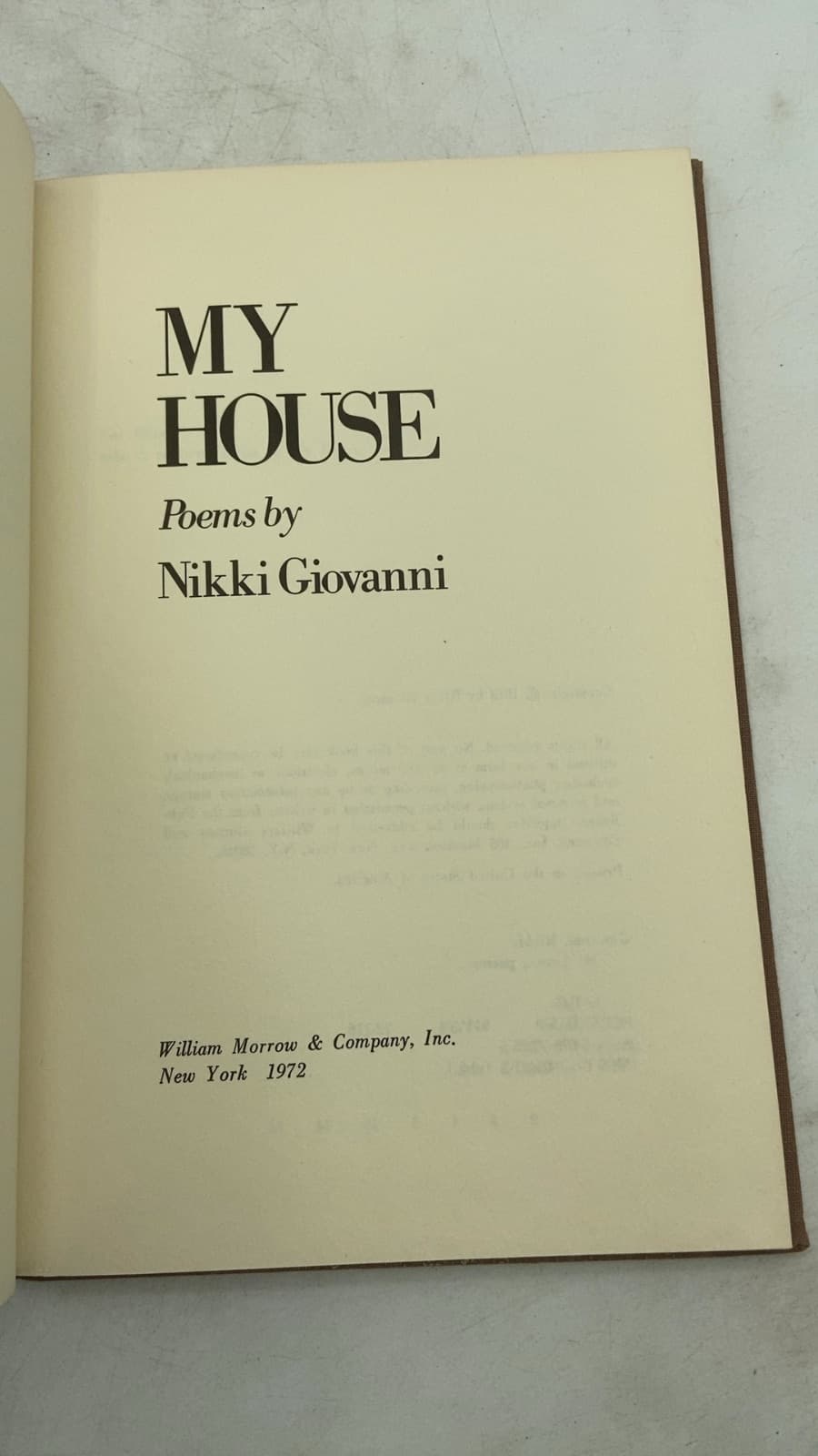 MY House by Nikki Giovanni - title page